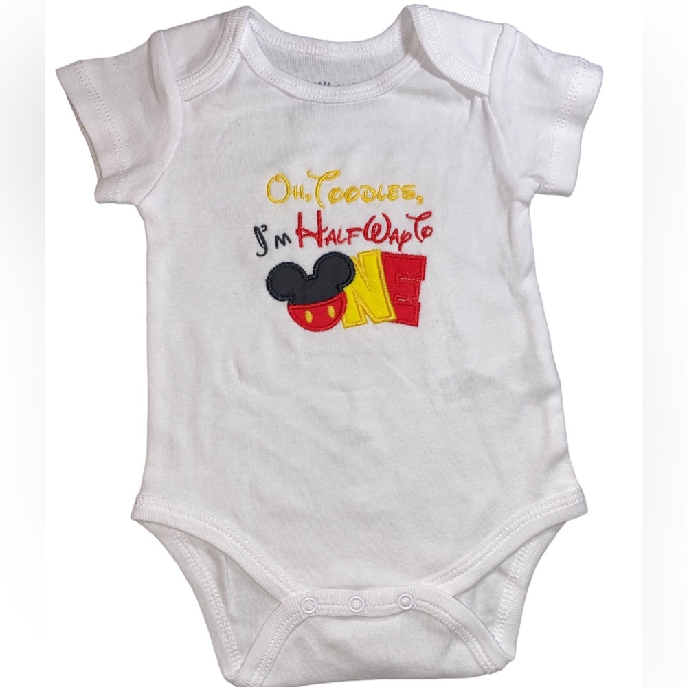 Baby custom embroidered onesie Oh Toodles, I’m Halfway to ONE NWOT